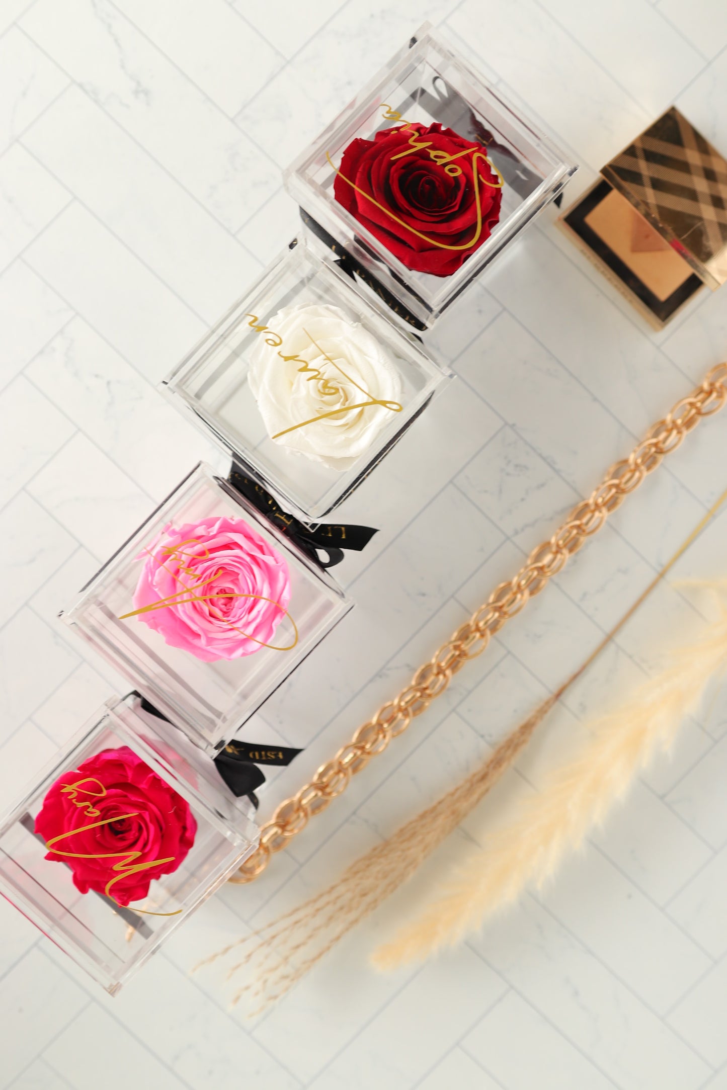 Single Rose in Personalized Acrylic Case