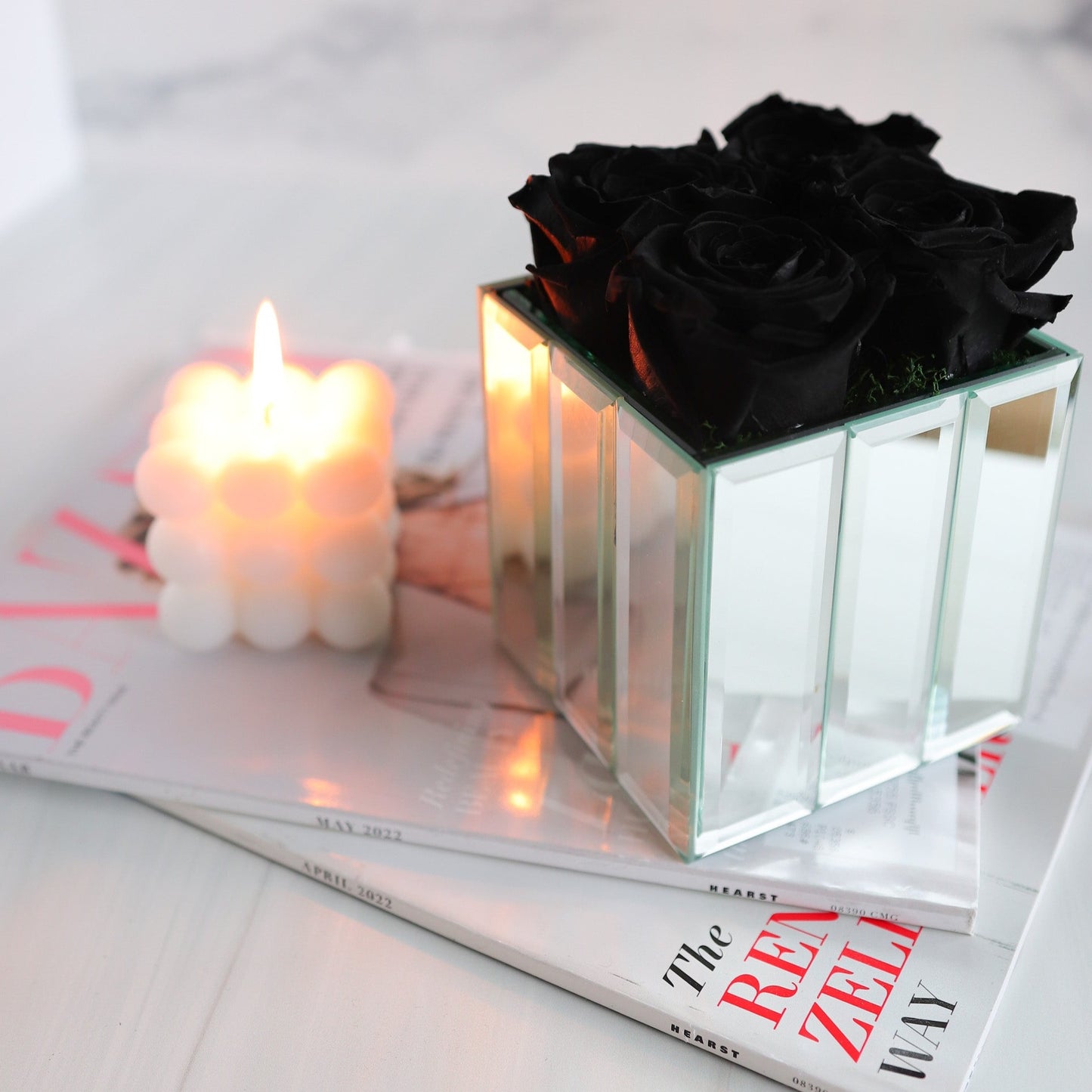 Petite Gatsby Mirrored Rose Centerpiece
